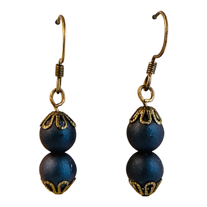 22719 - Navy Blue Shine Earrings - [Clear-65]
