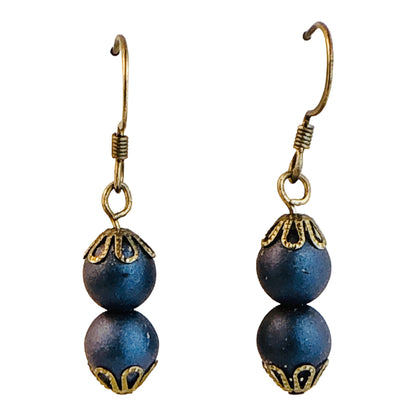 22719 - Navy Blue Shine Earrings - [Clear-65]