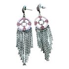 22728 - Elegant Pink Wheel Featuring Crystal Earrings for Women's Jewelry |Clear-95|