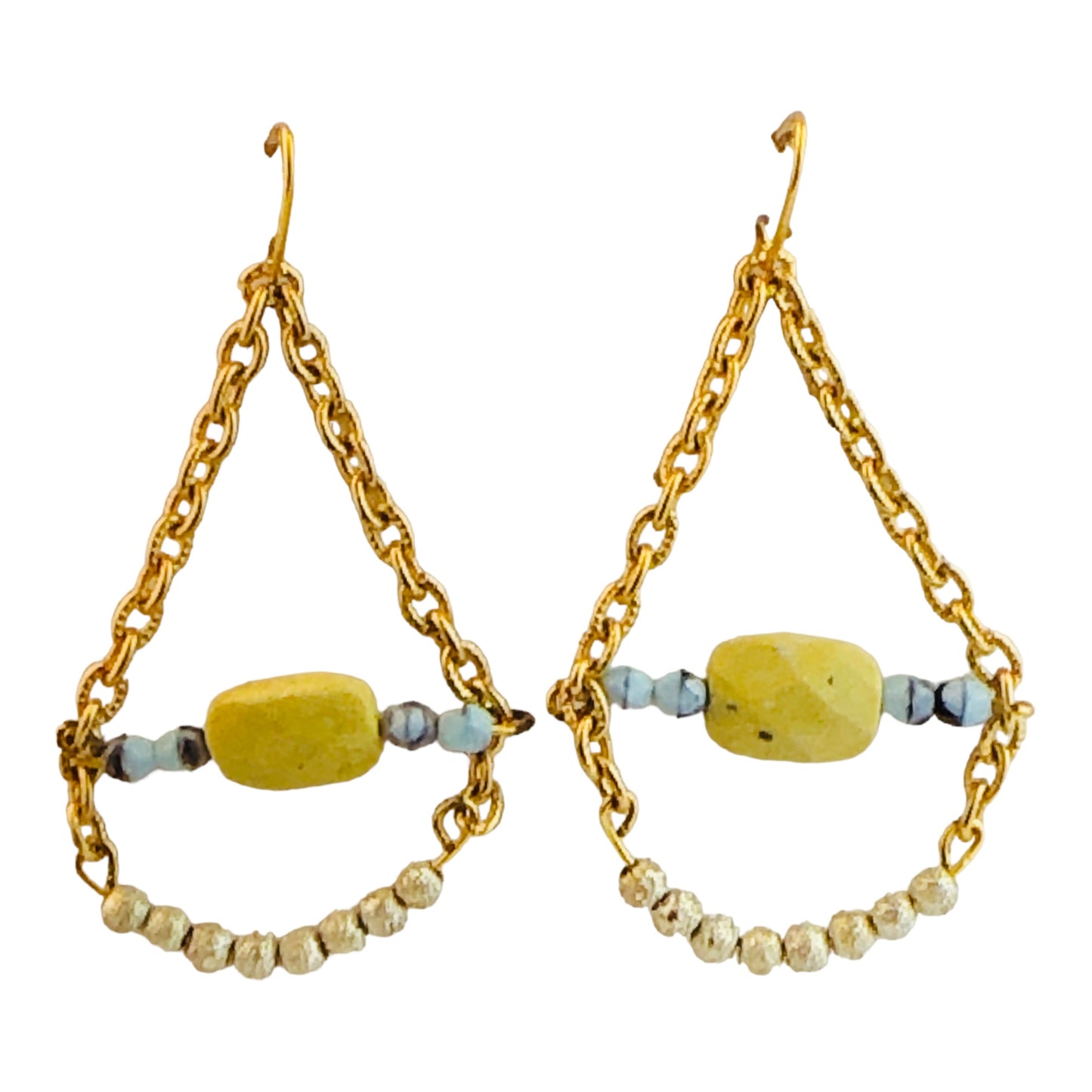22734 - 2.5" Green Stone Beaded Earrings - [Clear-65]