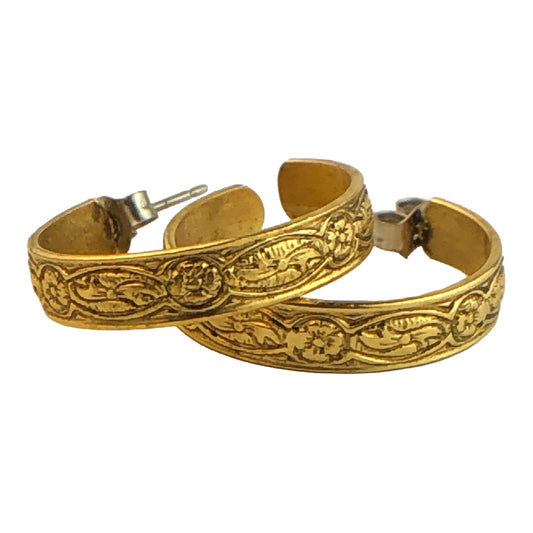 22735 - Golden Filigree Hoop Earrings - [Clear-65]