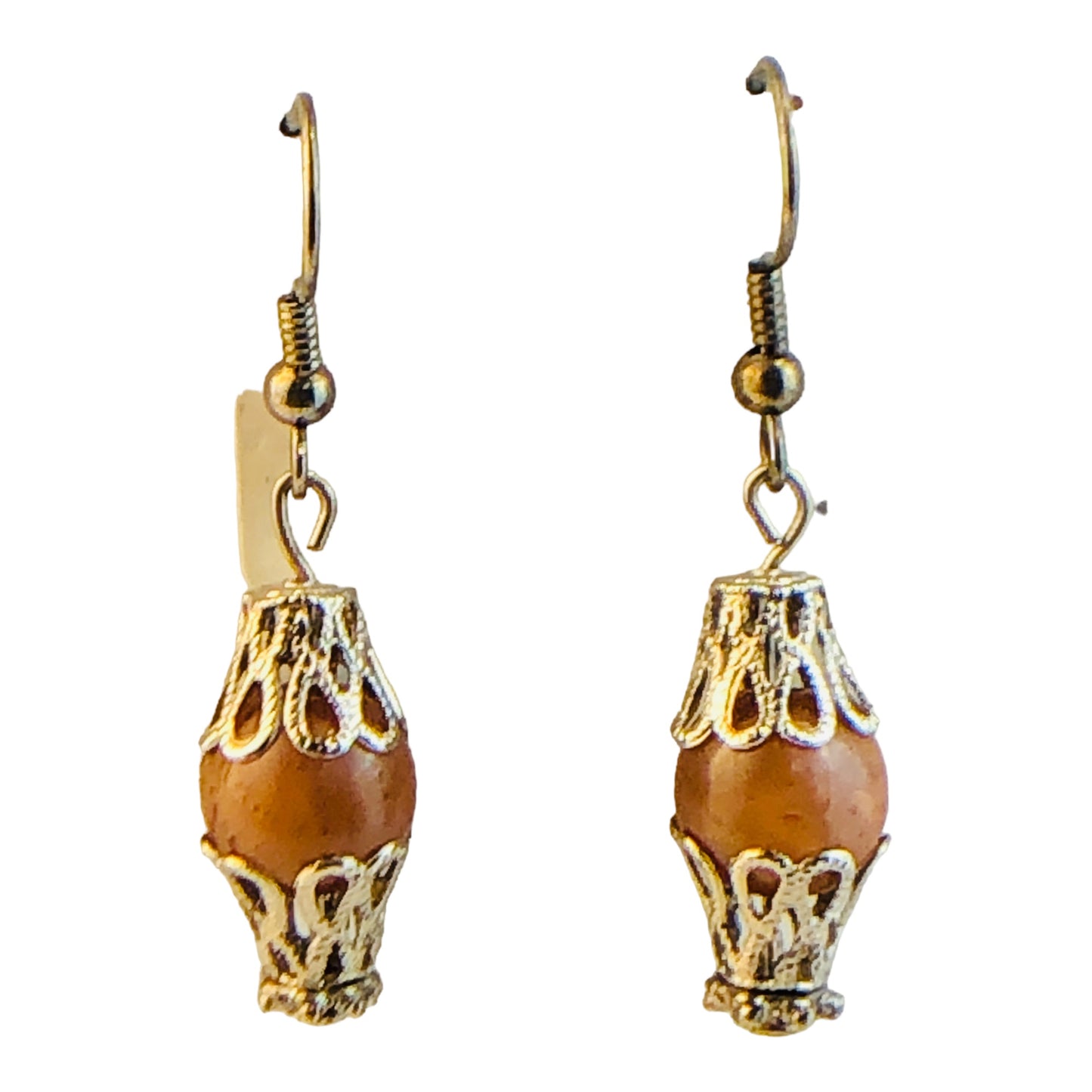 22755 - 1.5" Brown & Silver Ball Earrings - [Clear-65]