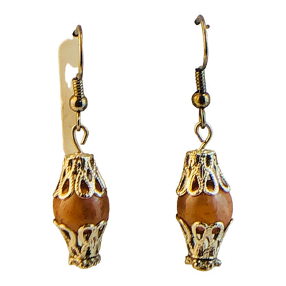 22755 - 1.5" Brown & Silver Ball Earrings - [Clear-65]