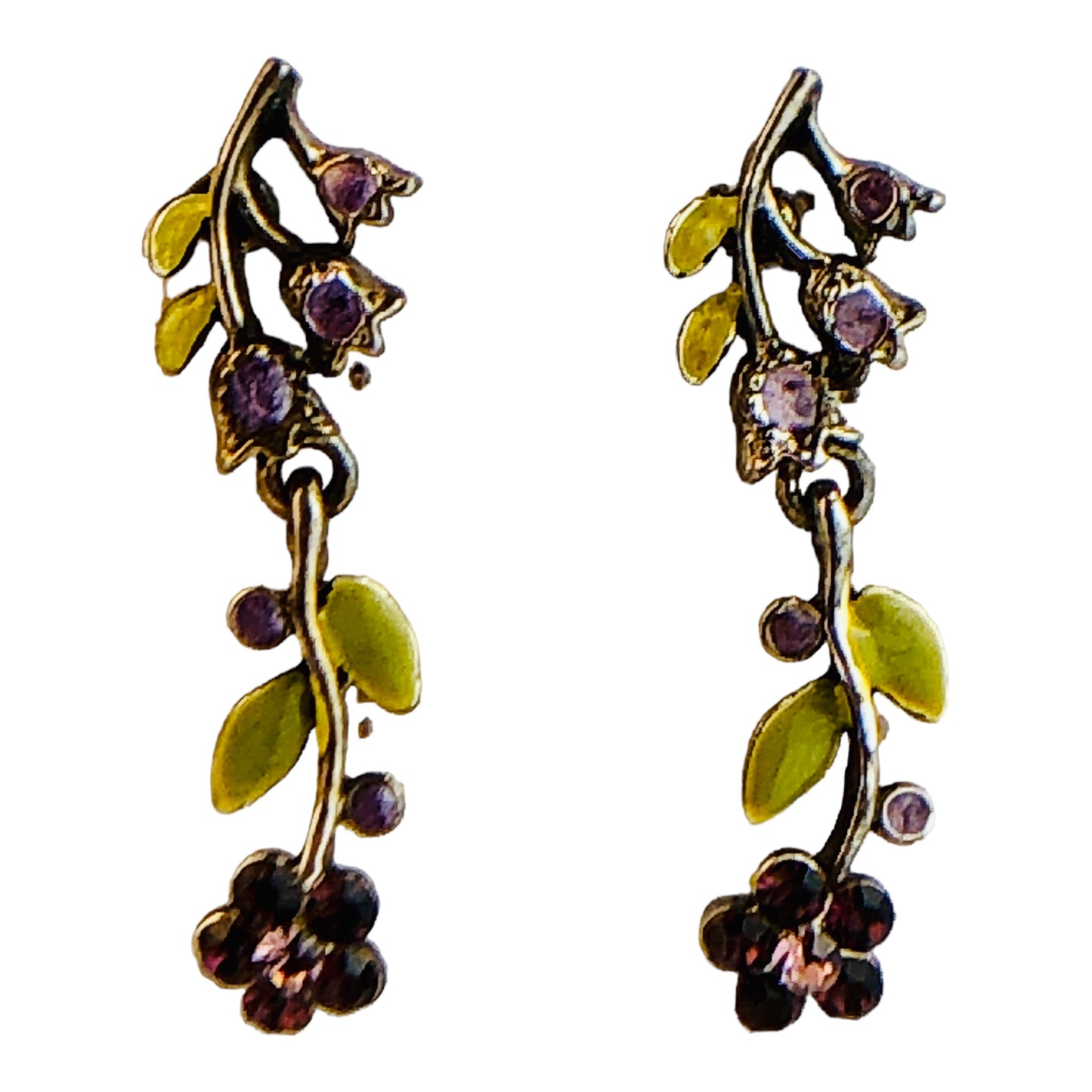 22757 - Elegant 1.5" Purple Crystal Flower Stud Earrings for Everyday Wear |Clear-65|