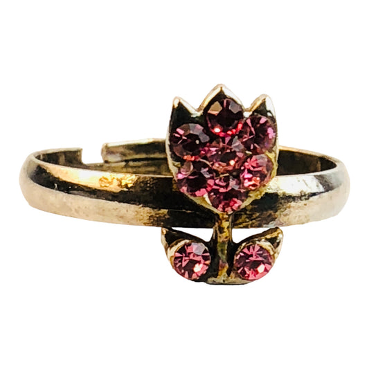 22760 - Pink Crystal Tulip Ring - [Clear-95]
