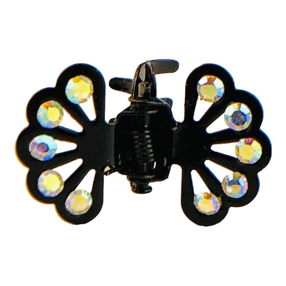 22790 - Stylish 3/4 Inch Black Hair Clip With Sparkling Clear Crystals For Women |Clear-65|