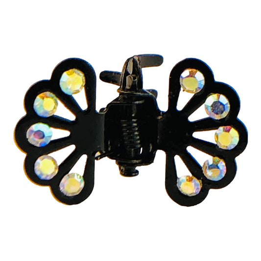 22790 - Stylish 3/4 Inch Black Hair Clip With Sparkling Clear Crystals For Women |Clear-65|
