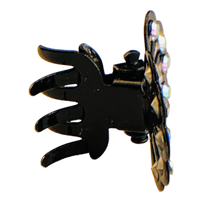 22790 - Stylish 3/4 Inch Black Hair Clip With Sparkling Clear Crystals For Women |Clear-65|
