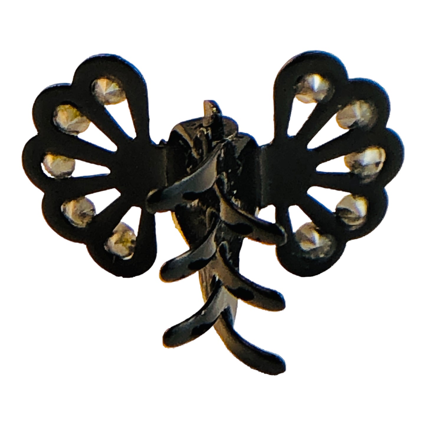 22790 - Stylish 3/4 Inch Black Hair Clip With Sparkling Clear Crystals For Women |Clear-65|