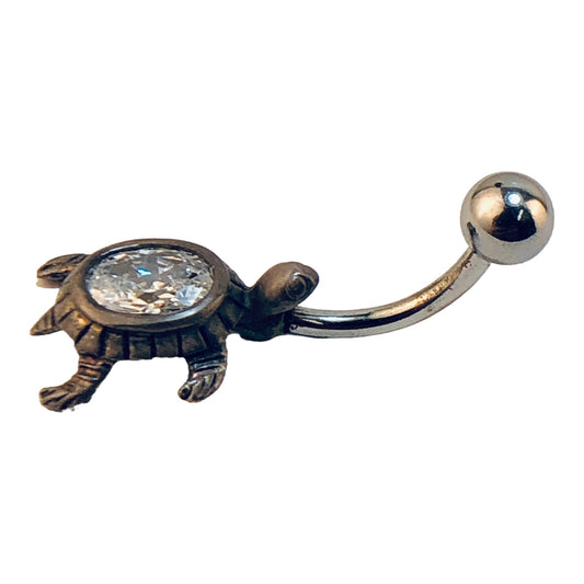 5511 - Turtle Crystal Belly Ring - [Clear-56]