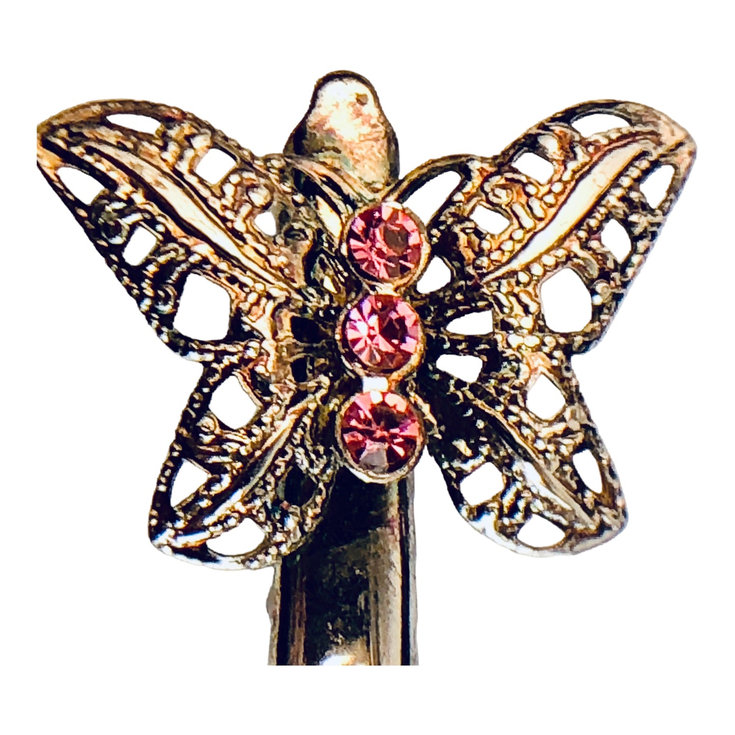 22796 - Butterfly Clip Pink Crystals - [Clear-65]