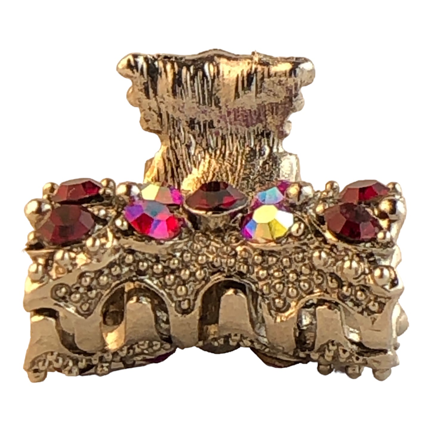 22808 - Mini Red Crystal Hair Clip - [Clear-208]