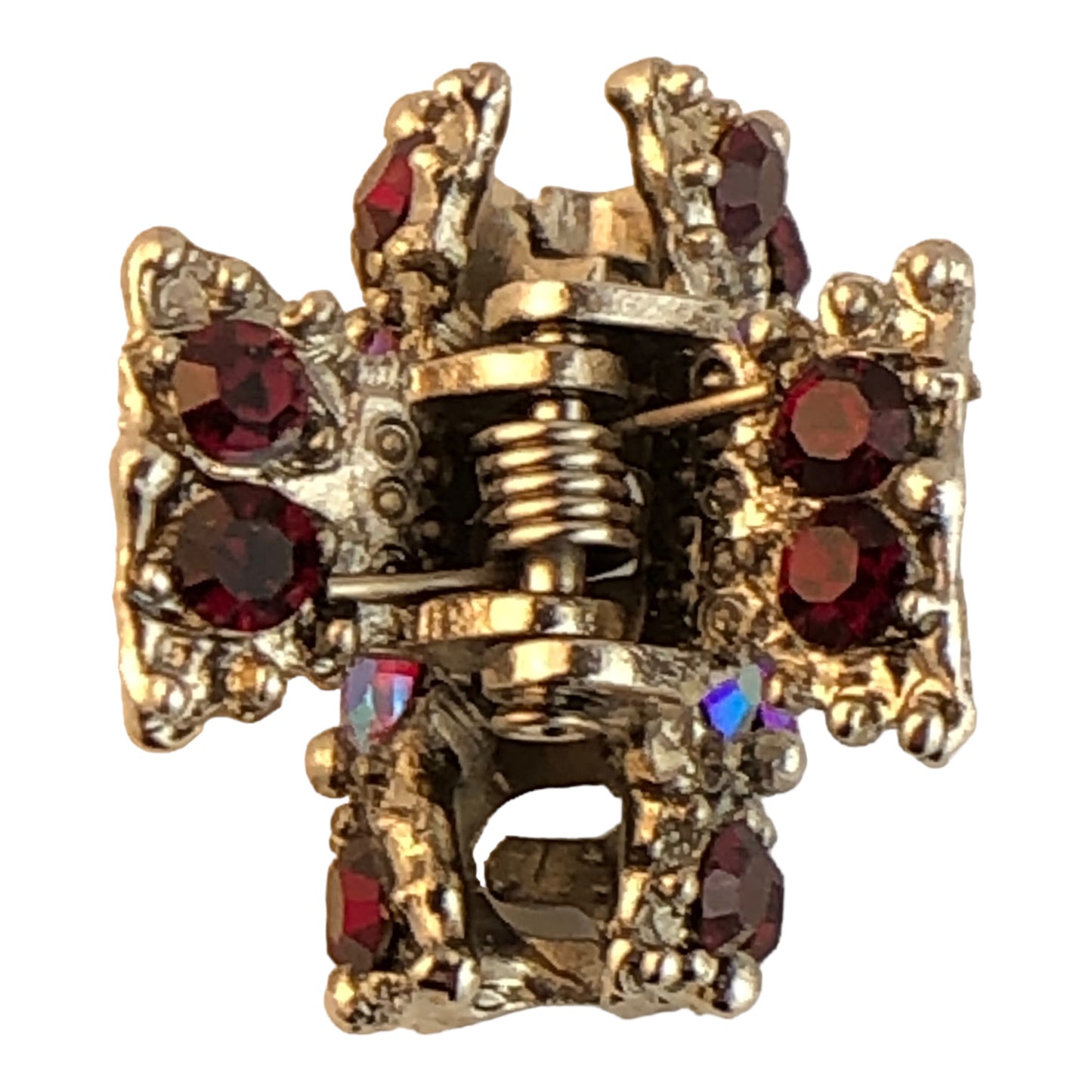 22808 - Mini Red Crystal Hair Clip - [Clear-208]