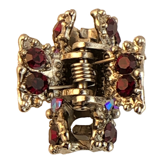 22808 - Mini Red Crystal Hair Clip - [Clear-208]