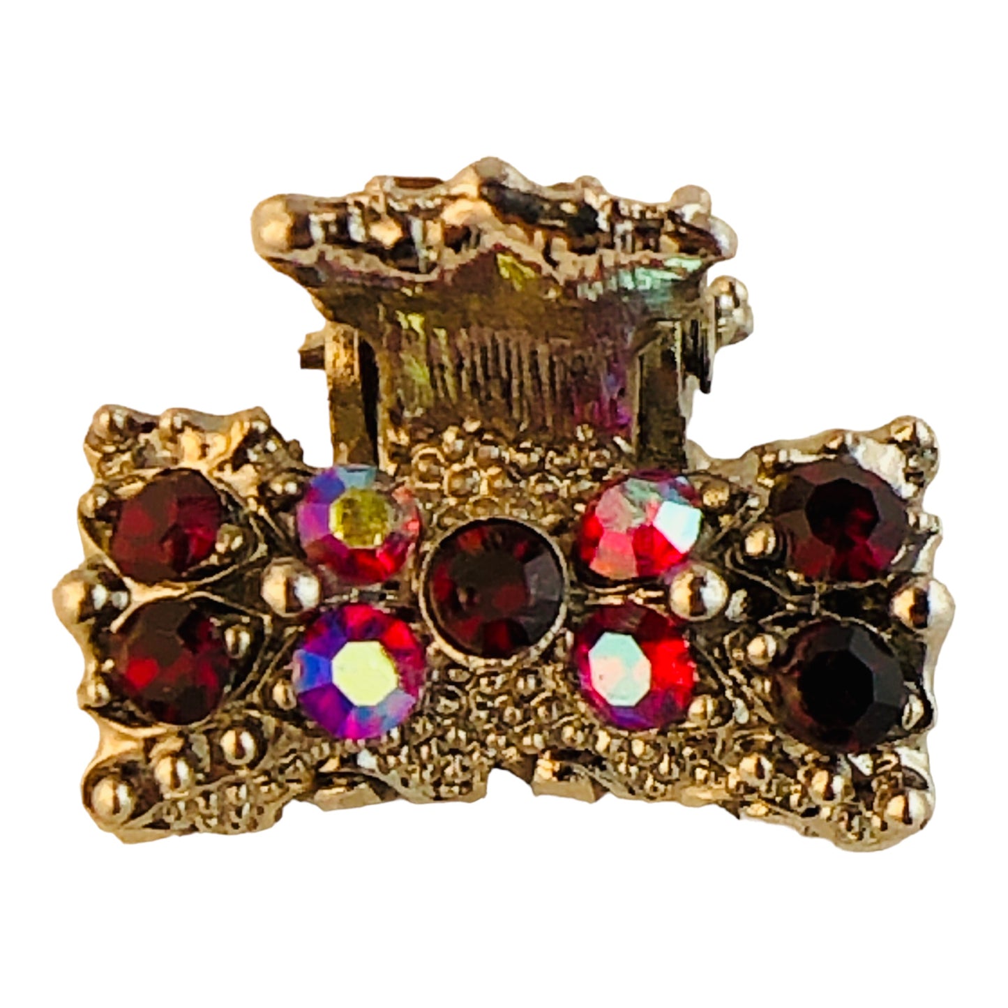 22808 - Mini Red Crystal Hair Clip - [Clear-208]