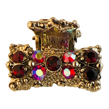 22808 - Mini Red Crystal Hair Clip - [Clear-208]