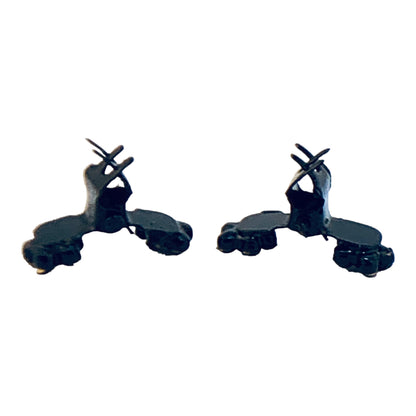 22811 - Pair Mini Black Floral Hair Clips - [Clear-56]