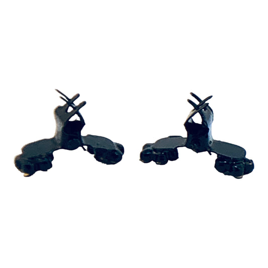 22811 - Pair Mini Black Floral Hair Clips - [Clear-56]