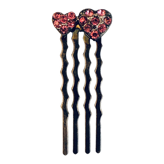22812 - 1.5" Crystal Hearts Hair Comb - [Clear 56/182]