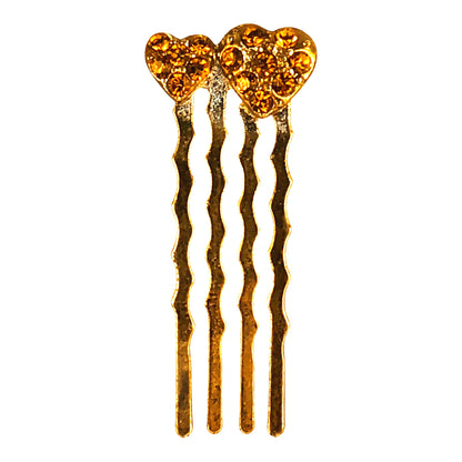 22812 - 1.5" Crystal Hearts Hair Comb - [Clear 56/182]
