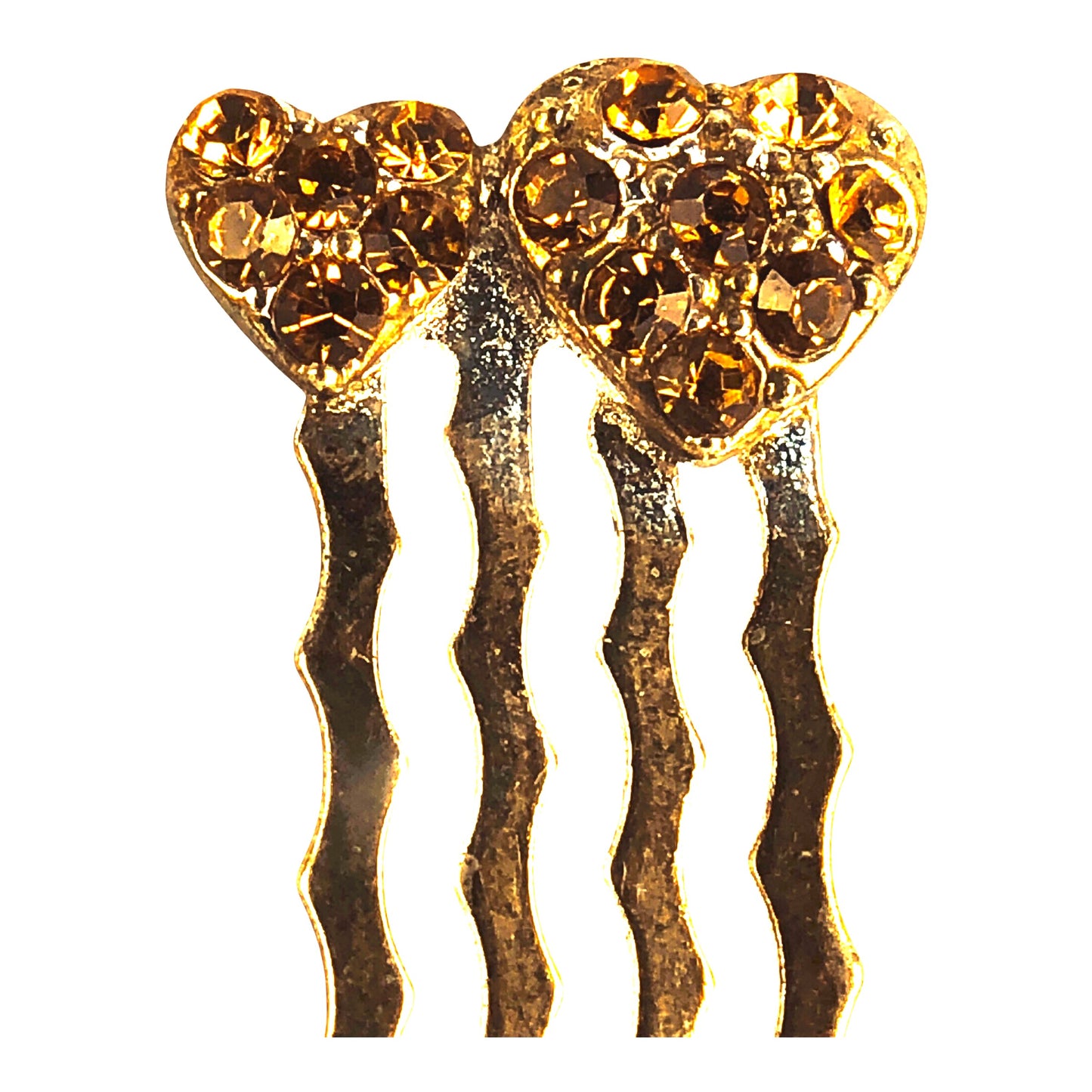 22812 - 1.5" Crystal Hearts Hair Comb - [Clear 56/182]