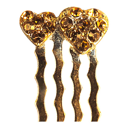 22812 - 1.5" Crystal Hearts Hair Comb - [Clear 56/182]