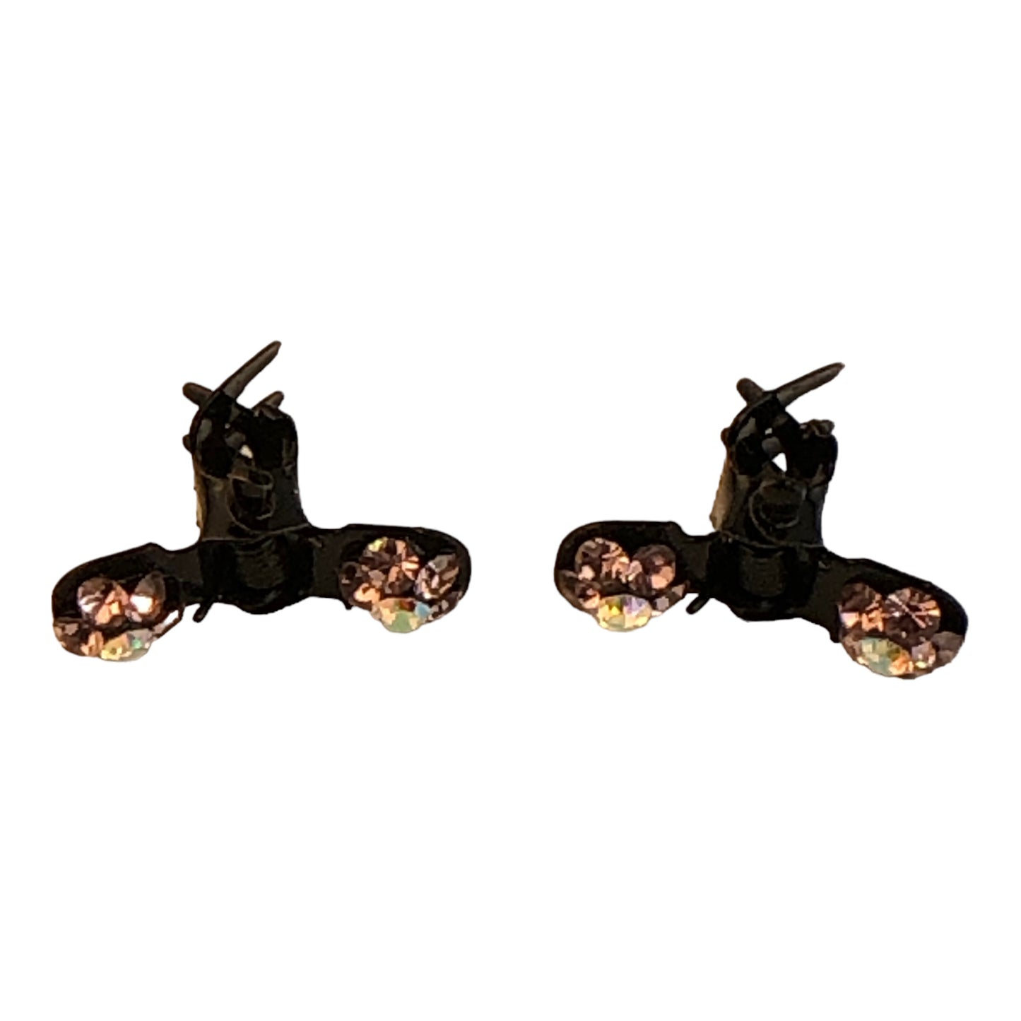22814 - Mini Pink Crystal Flower Clips-Set of Two - [Clear-56]