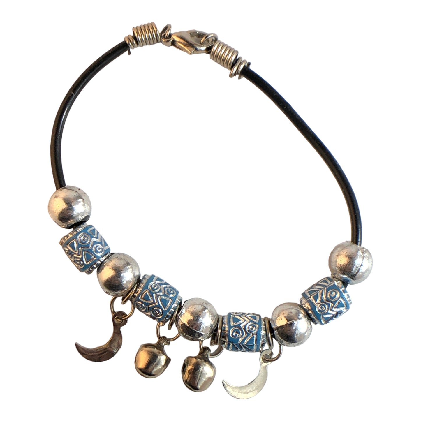 22887 - Blue & Silver Bead Bell Bell Bracelet - |Clear-227|