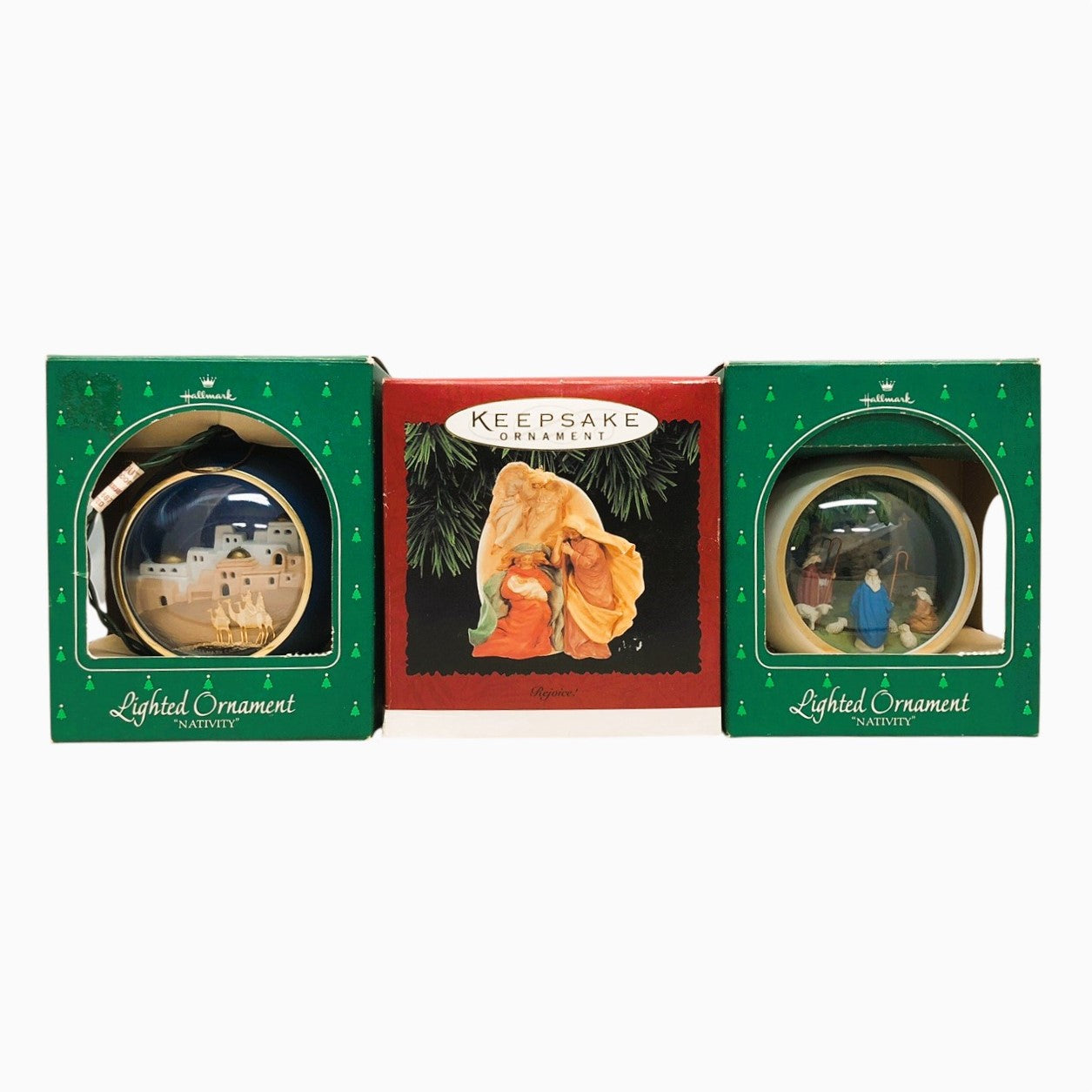 2289 - Beautiful Set of 3 Hallmark Keepsake Nativity and Rejoice Christmas Ornaments for Holiday Decor |Pod 1-70|