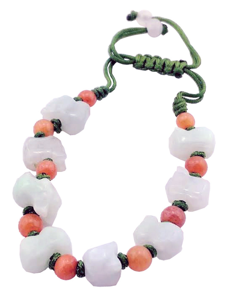 2292 - 9" Jade Bead Macrame Bracelet - |Clear-20|