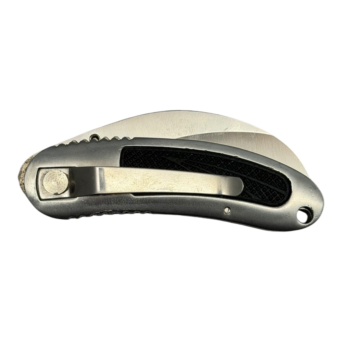 23110 -Chrome Serrated Folding Knife with Secure Pocket Clip – 4" Closed, 7.5" Overall Length|89|