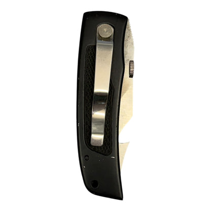 23114 -Black Serrated Pocket Knife with Secure Clip – 4.25" Closed, 7.5" Overall Length |85|