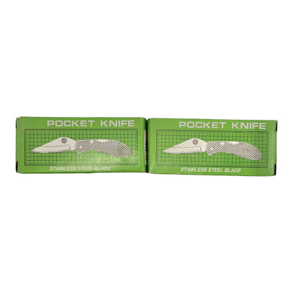 23149 - Set of two 4.25" Pocket Knife Keychain Black 2.5" Closed |81|