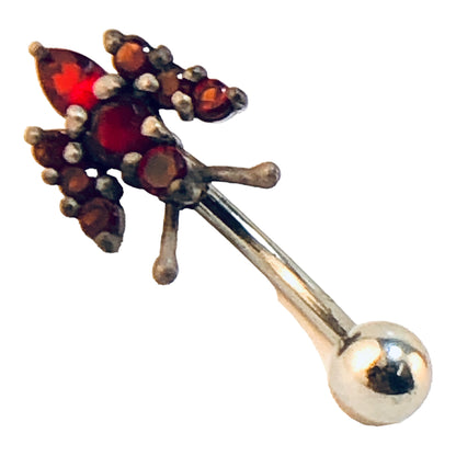 23190 - Red Crystal Belly Ring - [Clear-56]