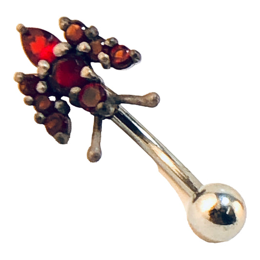 23190 - Red Crystal Belly Ring - [Clear-56]