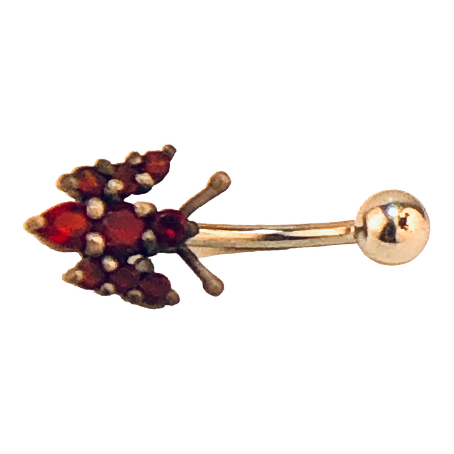 23190 - Red Crystal Belly Ring - [Clear-56]