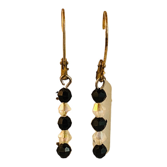 23238 - Black & Clear Bead Earrings 1.5" Length |Clear-227|