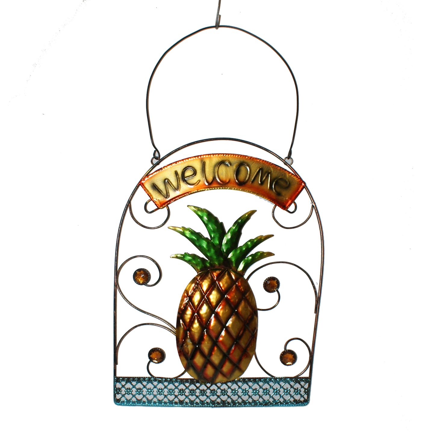 23256 - Metal 13.5x10" Hanging Pineapple Welcome Sign |G-7|