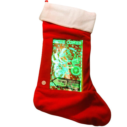 23264 - Light Up Color Changing 16"  Christmas Stocking-Santa on Bike |Pod 2-50|