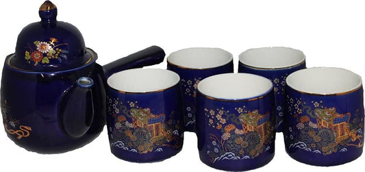 2327 - Blue Carriage 5 Cup Tea Set - |A-08|