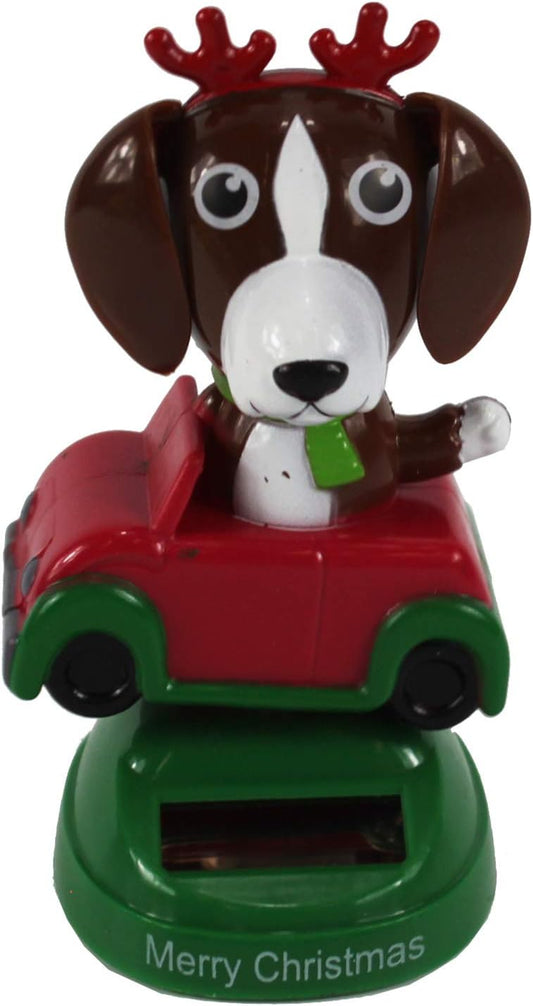 23347 - Solar Puppy w Antlers In Car - [R-71 Garage]