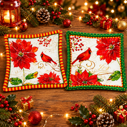 23471 - 5x5x1.5" Glass Set of 2 Primo Xmas Cardinal Dishes |TBD|