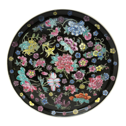 23529 - 10 Inch Black Floral Dining Plate