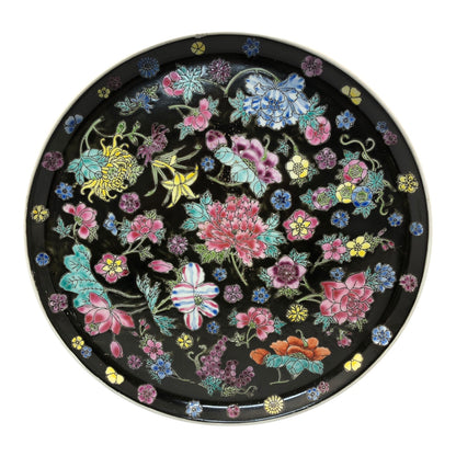 23529 - 10 Inch Black Floral Dining Plate