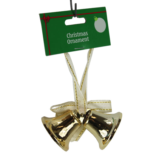 23671 - Gold Bells w/ Bow Ornament 4" |Pod 2-62|