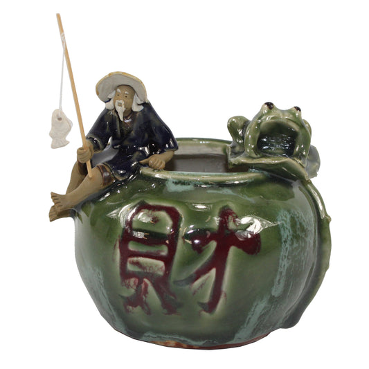 23696 - Fisherman & Frog Planter 5" |22-11|