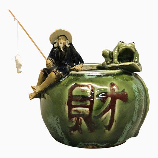 23696 - Fisherman & Frog Planter 5" |22-11|