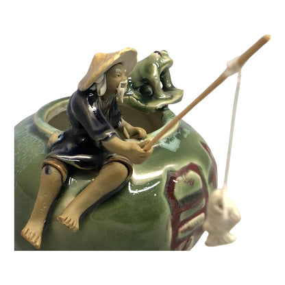 23696 - Fisherman & Frog Planter 5" |22-11|