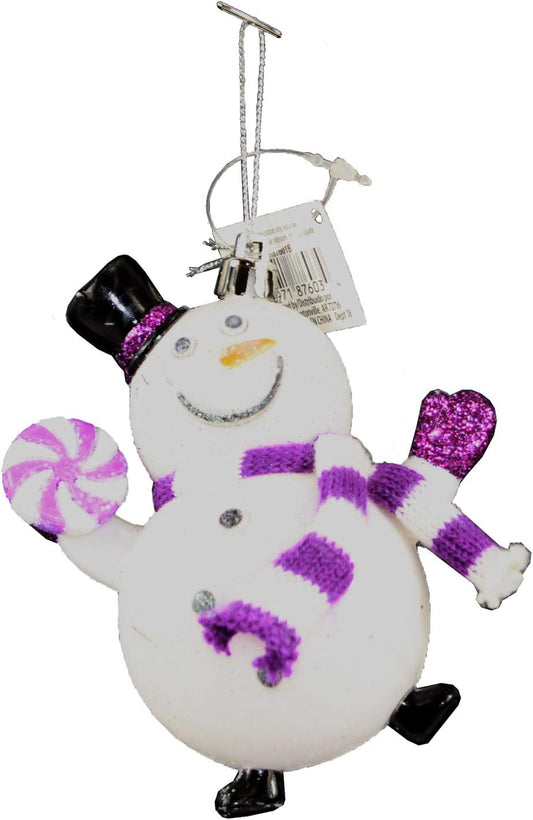 23785 - Charming Snowman With Purple Peppermint Holiday Ornament For Seasonal Decor |Pod 2-65|