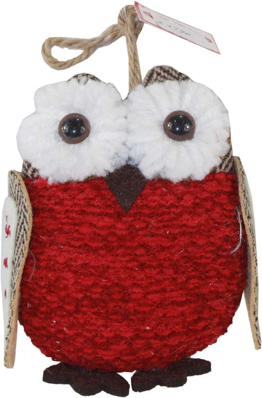 23790 - Fuzzy Plush Owl Ornament 4" |Pod 2-10|